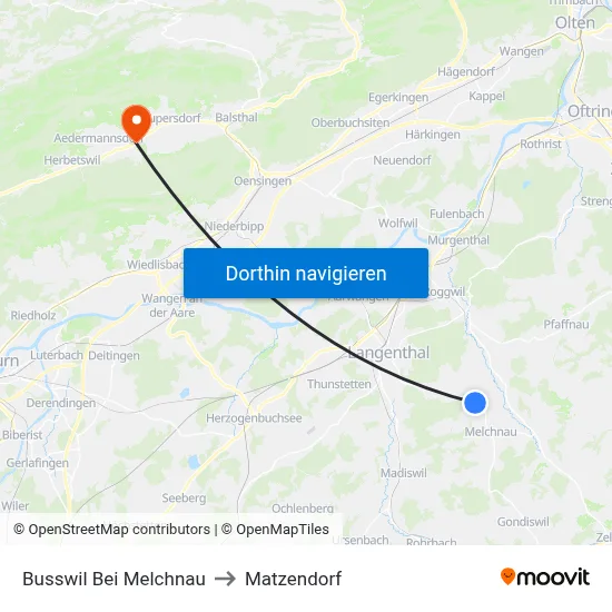 Busswil Bei Melchnau to Matzendorf map