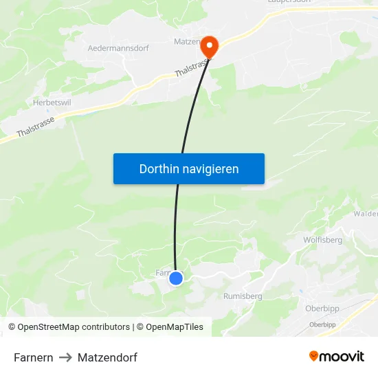 Farnern to Matzendorf map