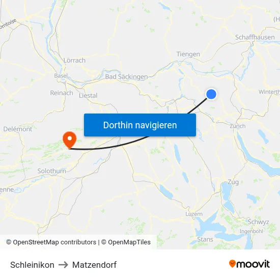 Schleinikon to Matzendorf map