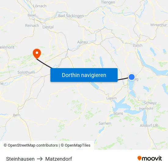 Steinhausen to Matzendorf map