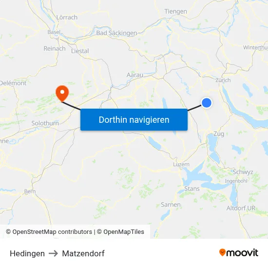 Hedingen to Matzendorf map