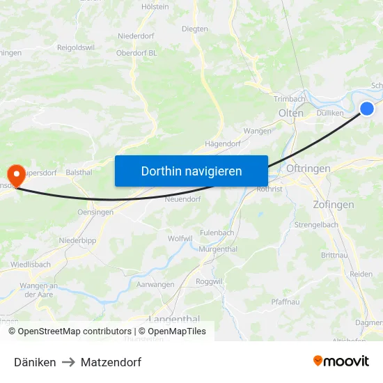 Däniken to Matzendorf map