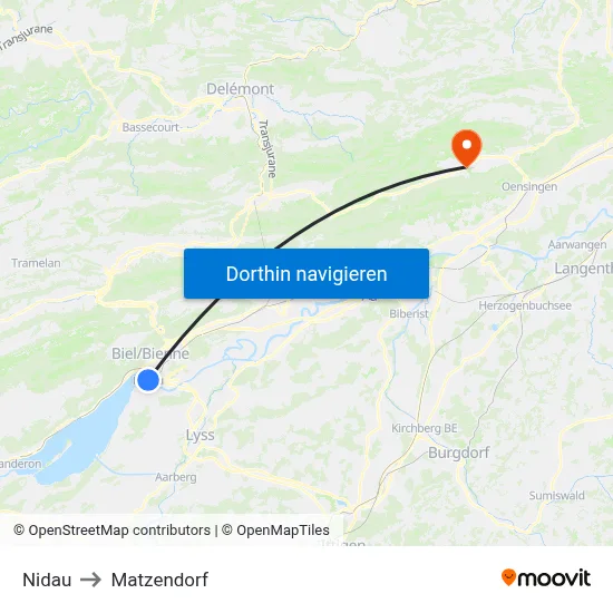 Nidau to Matzendorf map