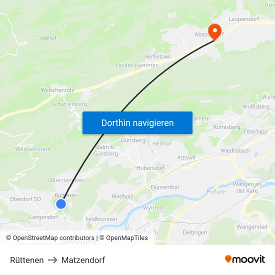 Rüttenen to Matzendorf map