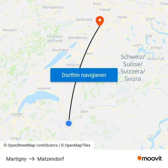 Martigny to Matzendorf map
