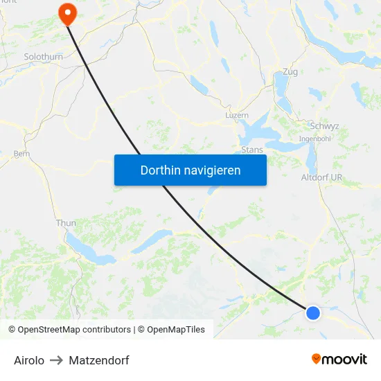 Airolo to Matzendorf map