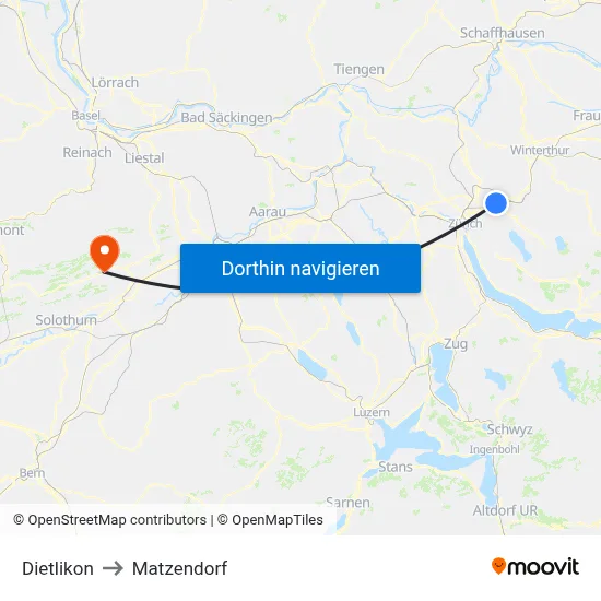 Dietlikon to Matzendorf map