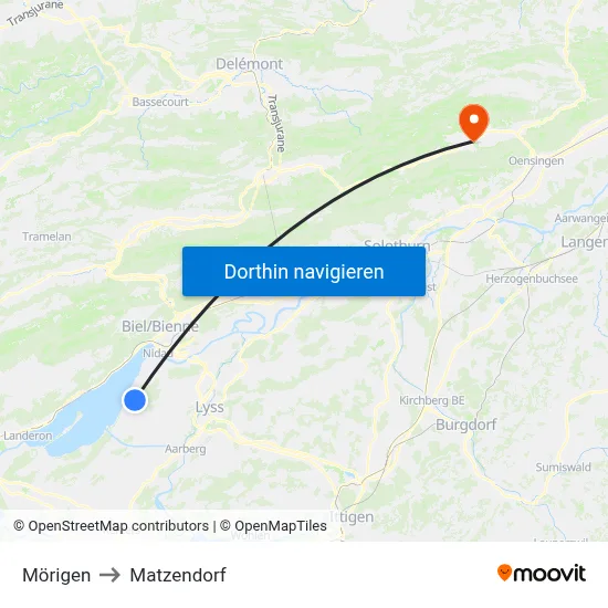 Mörigen to Matzendorf map