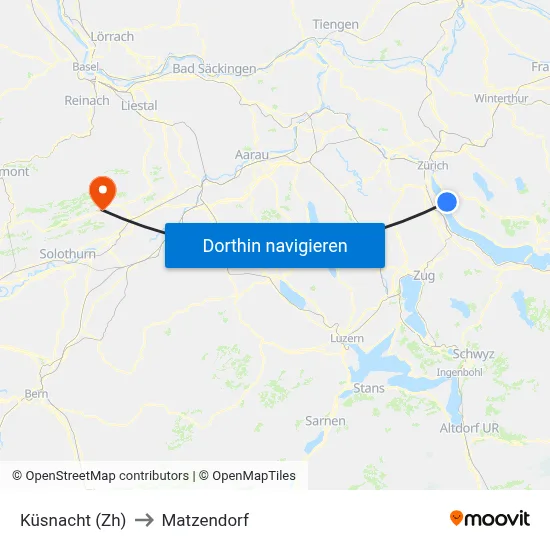 Küsnacht (Zh) to Matzendorf map