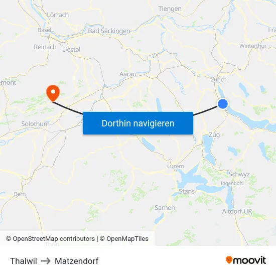 Thalwil to Matzendorf map