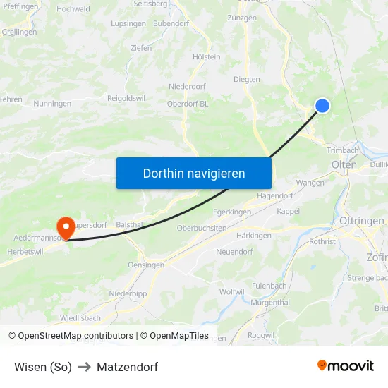 Wisen (So) to Matzendorf map