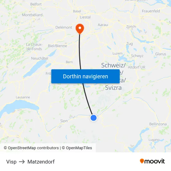 Visp to Matzendorf map