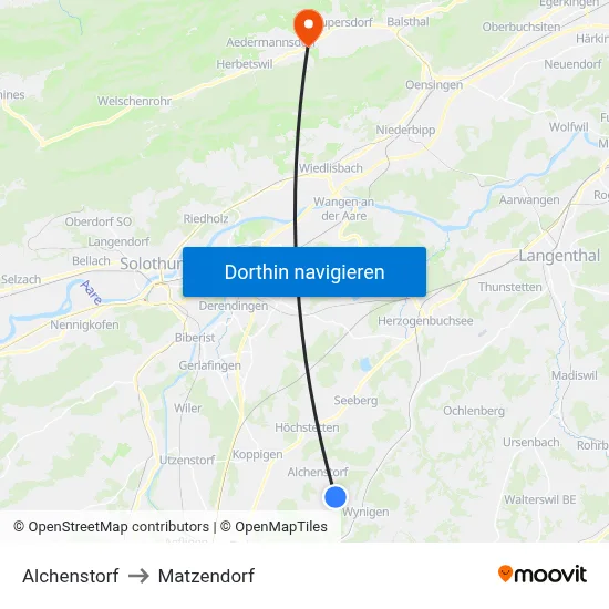 Alchenstorf to Matzendorf map