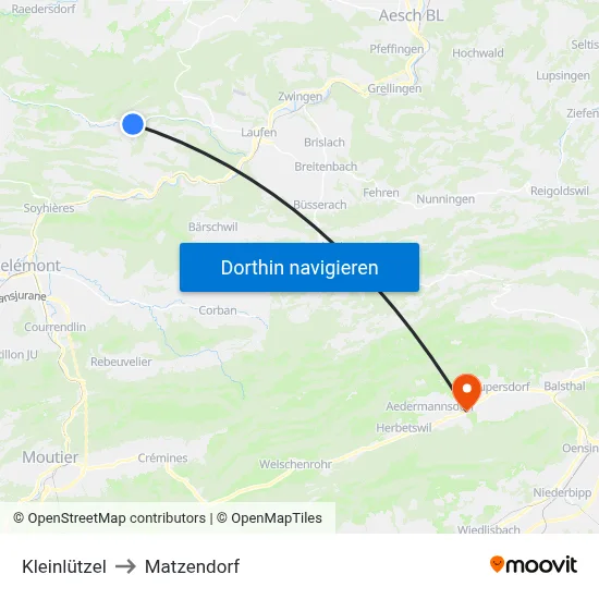 Kleinlützel to Matzendorf map