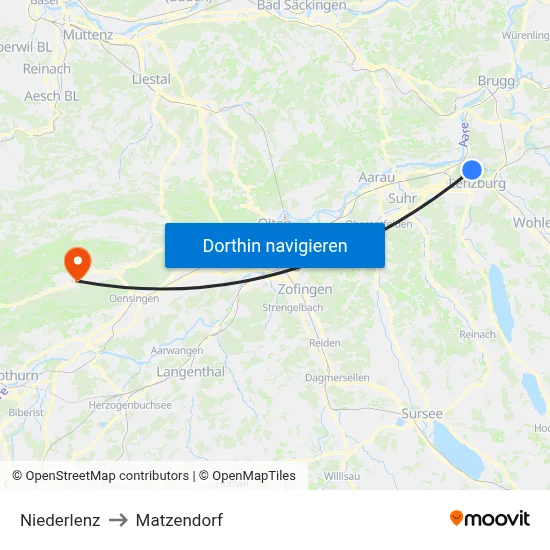 Niederlenz to Matzendorf map