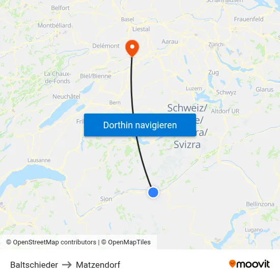 Baltschieder to Matzendorf map