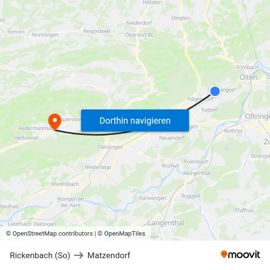 Rickenbach (So) to Matzendorf map