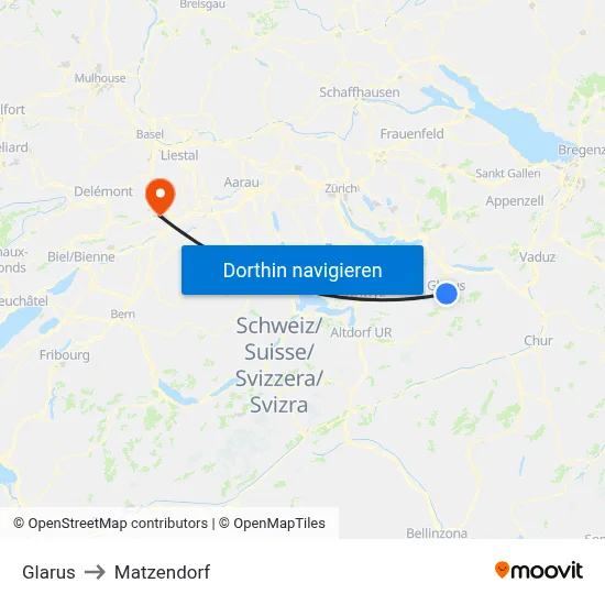 Glarus to Matzendorf map