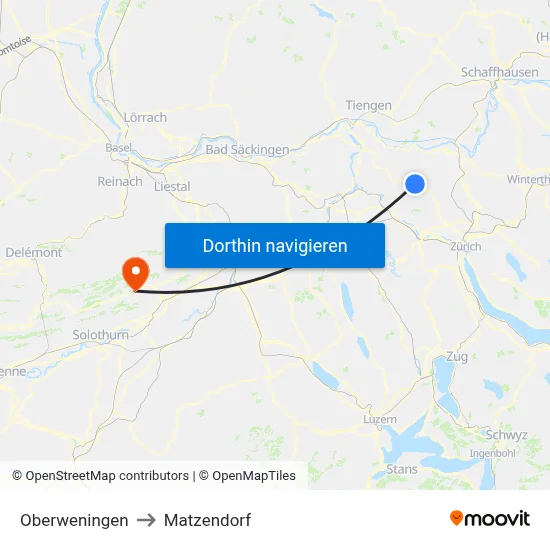 Oberweningen to Matzendorf map