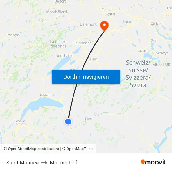 Saint-Maurice to Matzendorf map
