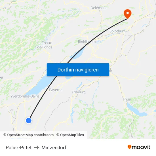 Poliez-Pittet to Matzendorf map
