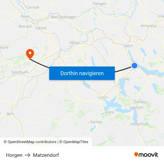 Horgen to Matzendorf map