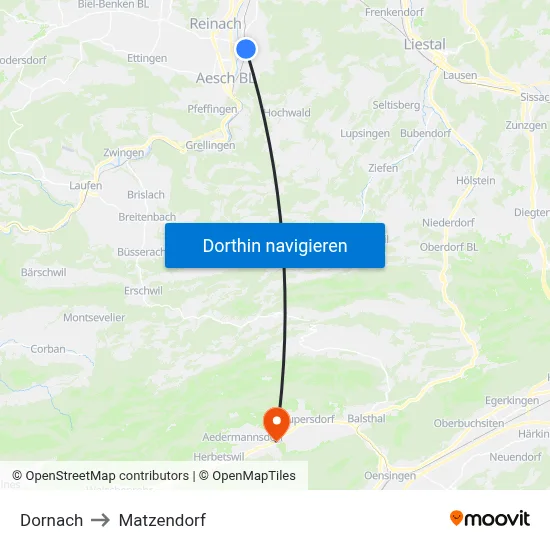 Dornach to Matzendorf map