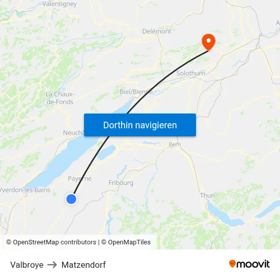 Valbroye to Matzendorf map