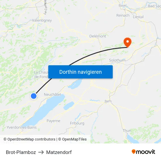 Brot-Plamboz to Matzendorf map