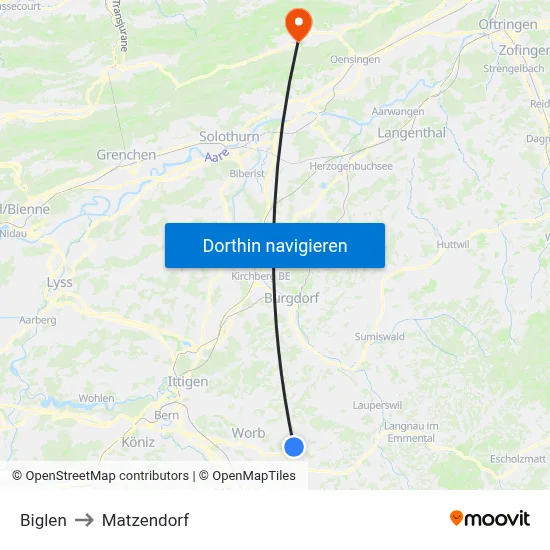 Biglen to Matzendorf map
