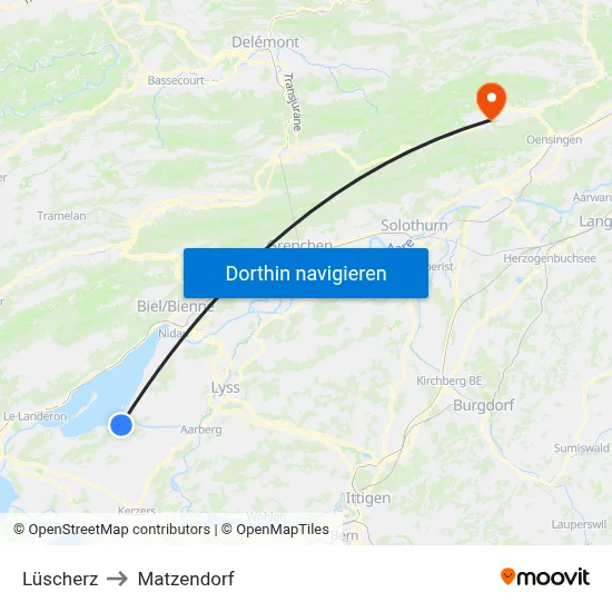 Lüscherz to Matzendorf map