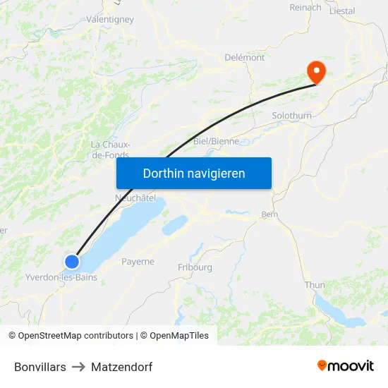 Bonvillars to Matzendorf map