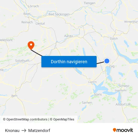 Knonau to Matzendorf map