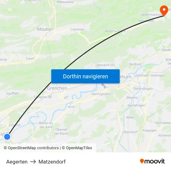 Aegerten to Matzendorf map