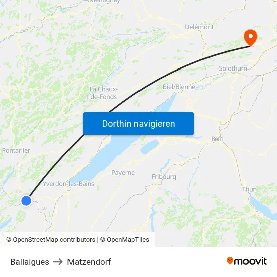 Ballaigues to Matzendorf map