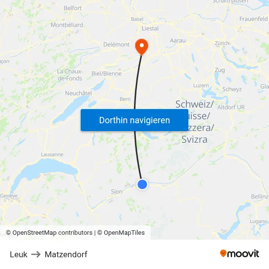 Leuk to Matzendorf map