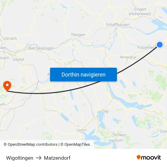 Wigoltingen to Matzendorf map