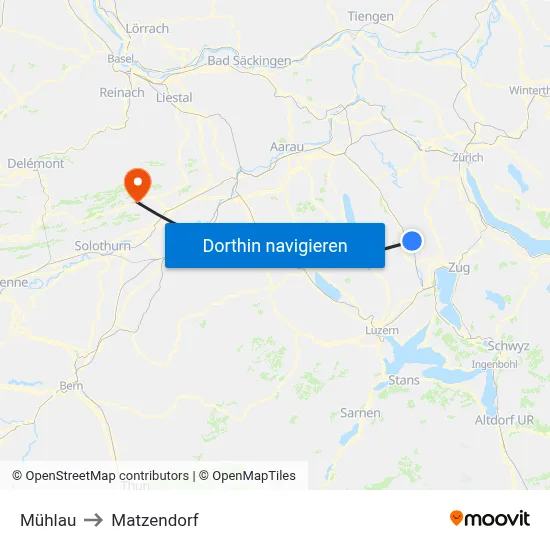 Mühlau to Matzendorf map