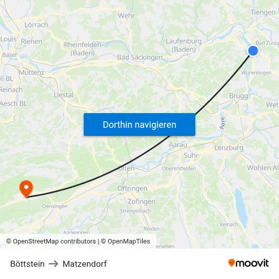 Böttstein to Matzendorf map