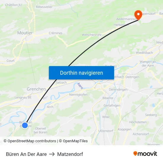 Büren An Der Aare to Matzendorf map