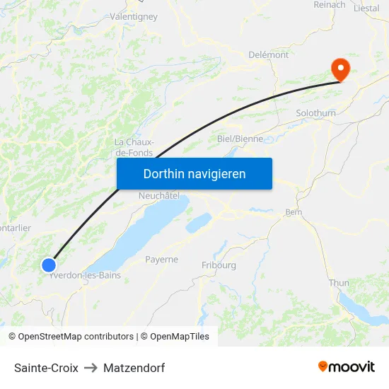 Sainte-Croix to Matzendorf map