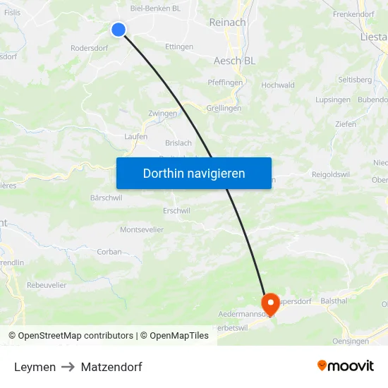 Leymen to Matzendorf map