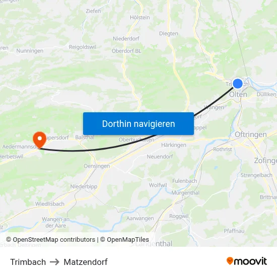 Trimbach to Matzendorf map