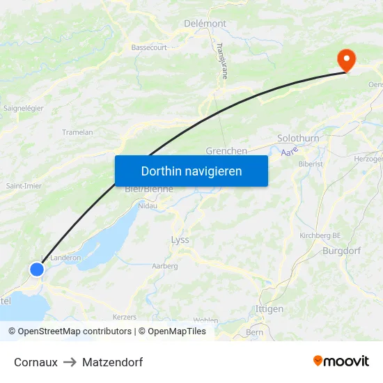 Cornaux to Matzendorf map