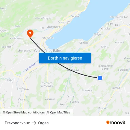 Prévondavaux to Orges map