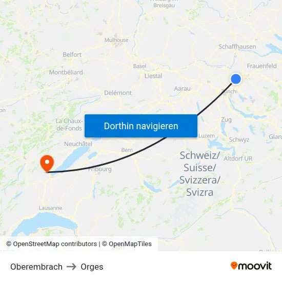 Oberembrach to Orges map