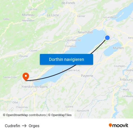 Cudrefin to Orges map