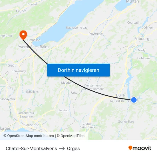 Châtel-Sur-Montsalvens to Orges map
