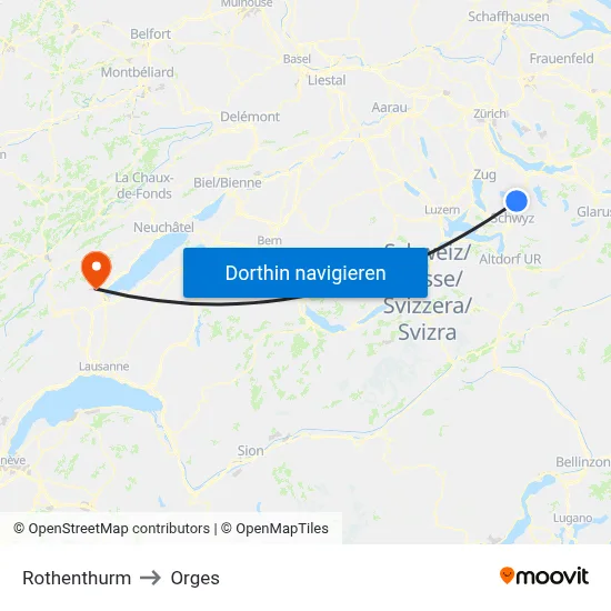 Rothenthurm to Orges map