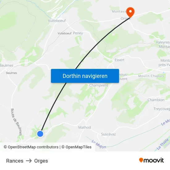 Rances to Orges map